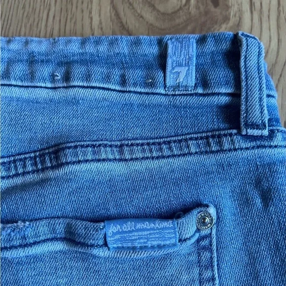 7 For All Man Kind Distressed Blue Denim Shorts - Picture 7 of 8